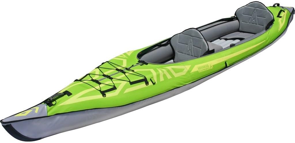 Advanced Elements AdvancedFrame Convertible inflatable kayak side view in tandem setup