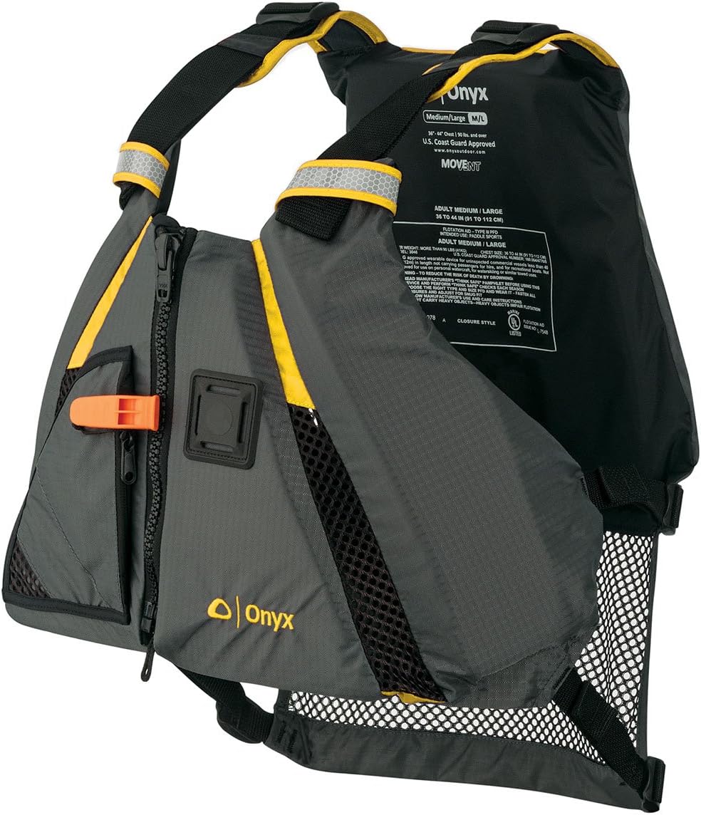Onyx MoveVent Dynamic paddle sports life vest in black and yellow